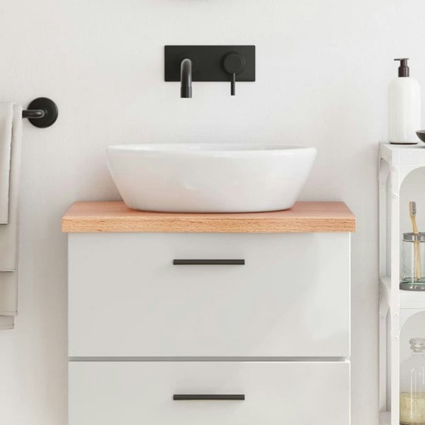 Berkfield Bathroom Countertop Light Brown 60x40x4 cm Treated Solid Wood