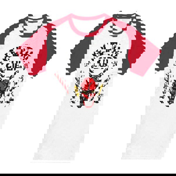 Stranger Things Unisex Adult Hellfire Club Raglan Baseball T-Shirt - White/Red