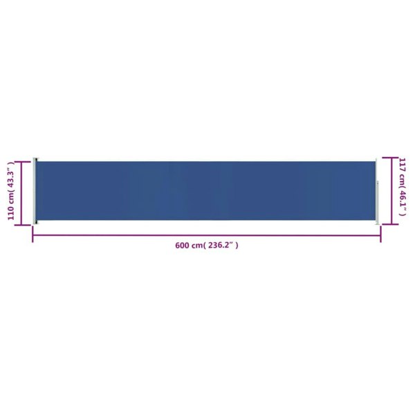 Berkfield Patio Retractable Side Awning 117x600 cm Blue