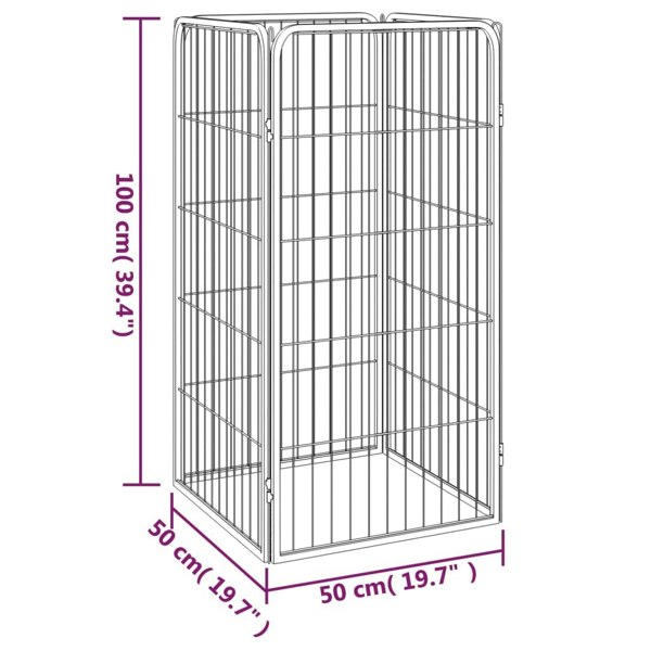 Berkfield Dog Playpen 4 Panels Black 50x100 cm Powder-coated Steel