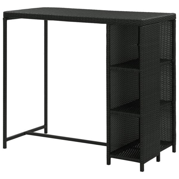 Berkfield Bar Table with Storage Rack Black 120x60x110 cm Poly Rattan
