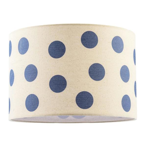 Modern Dusty Amparo Blue Linen Fabric Polka Dot Design Drum Lamp Shade Image 1