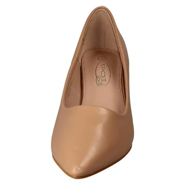 Spot On Ladies Spot On Mid Block Heel Pointed Toe Court Shoes F90127