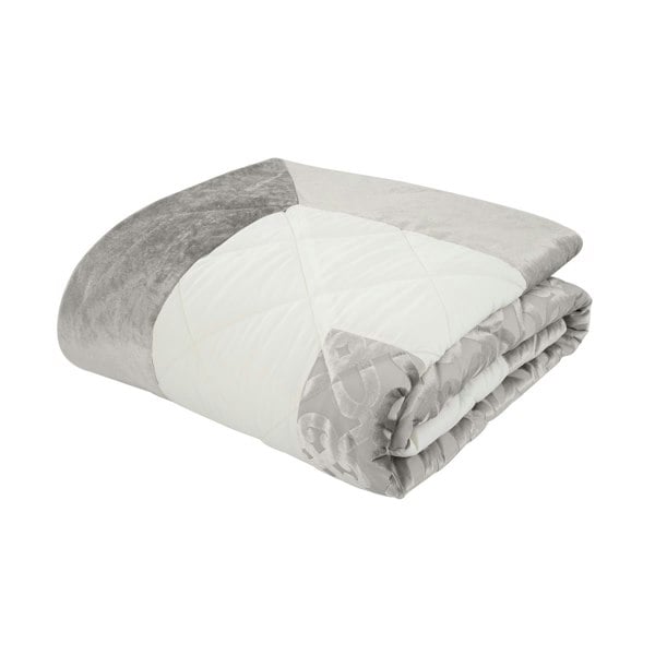Catherine Lansfield Lattice Cut Velvet Bedspread Natural