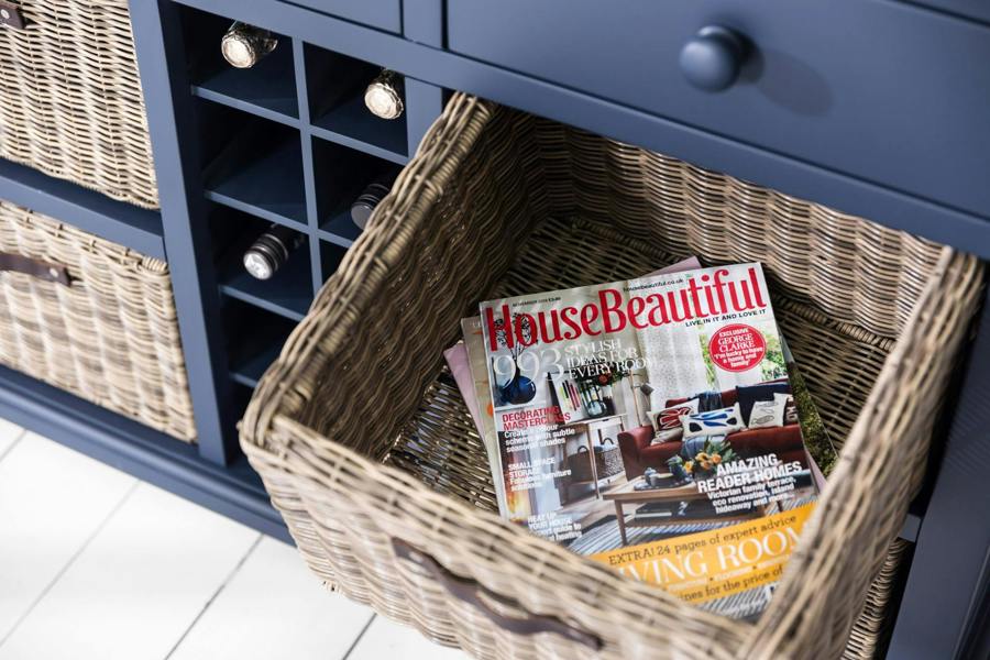 Statement Furniture Florence Wooden Sideboard with Wine Rack, 3 Drawers and Storage Baskets