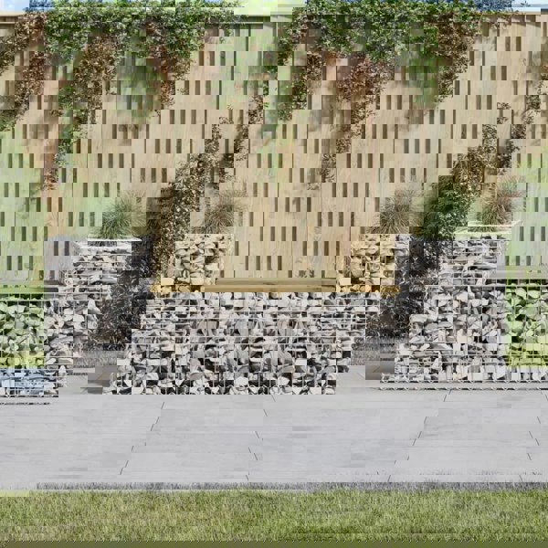 Berkfield Garden Bench Gabion Design 183x41x60.5 cm Impregnated Wood Pine