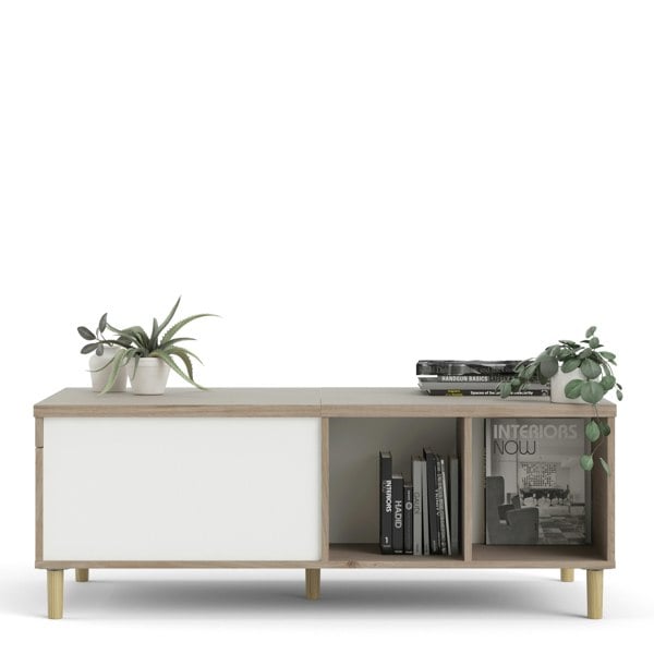 Furniture To Go Rome Coffee Table with Sliding Top in Jackson Hickory Oak and Matt White