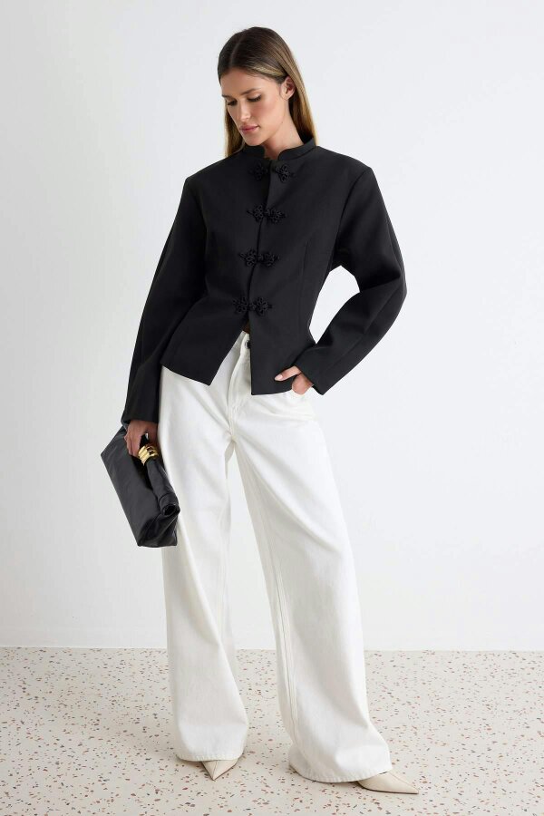 WOVCOR Button Detail Fitted Blazer Jacket