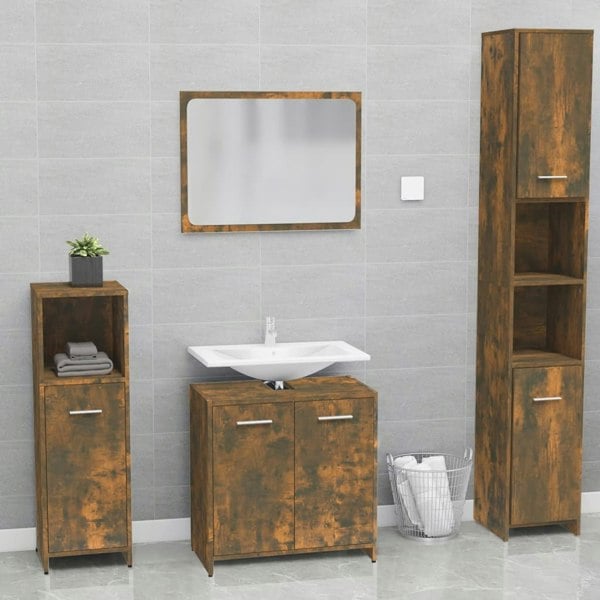 Berkfield Bathroom Furniture Set Smoked Oak Engineered Wood