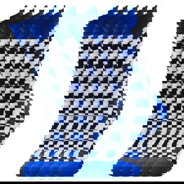 Anysox 5 Pairs Size 5-14 Fashion Socks Novelty Skateboard Squares Black and White Pattern Cotton for Women Blue