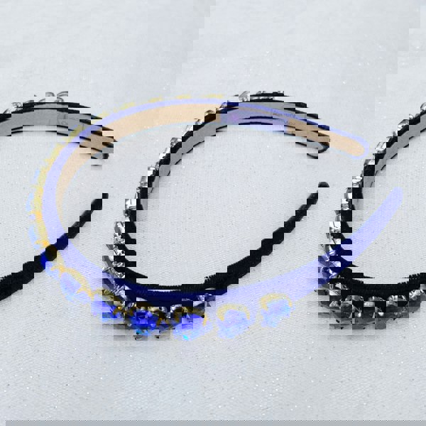 Blue Gem Headband Royal Blue Gem Hearts Navy Hair Band crystal