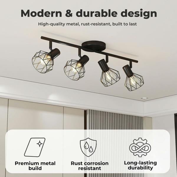 EMITTO 3-4 Way Spotlight Ceiling Light Adjustable Kitchen Spot Light E14 Fixture