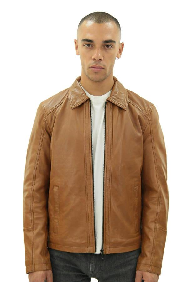 Infinity Leather Mens Smart Classic Harrington Leather Jacket-New York