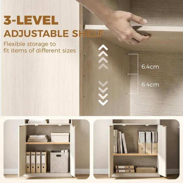 Bookcase Adjustable Shelf Bookshelf Anti-Tip Hardware 6-Tier, Oak Wood Effect