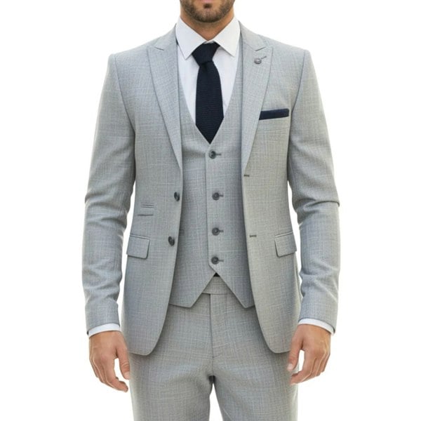TruClothing IM33 - Men's 3 Piece Grey Tailored Fit Suit