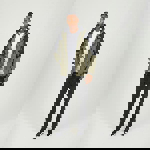 Brave Soul Khaki Colour Block Hooded Jacket - Khaki Image 3