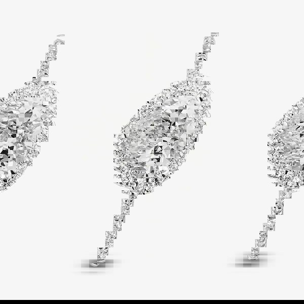 T. H. Baker 9ct White Gold Certified 2.40ct Pear Cut Lab Grown Diamond Halo Ring LGR43491-240SF