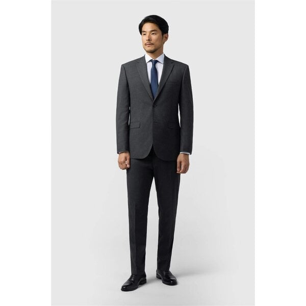 Limehaus Regular Fit Charcoal Stretch Trousers