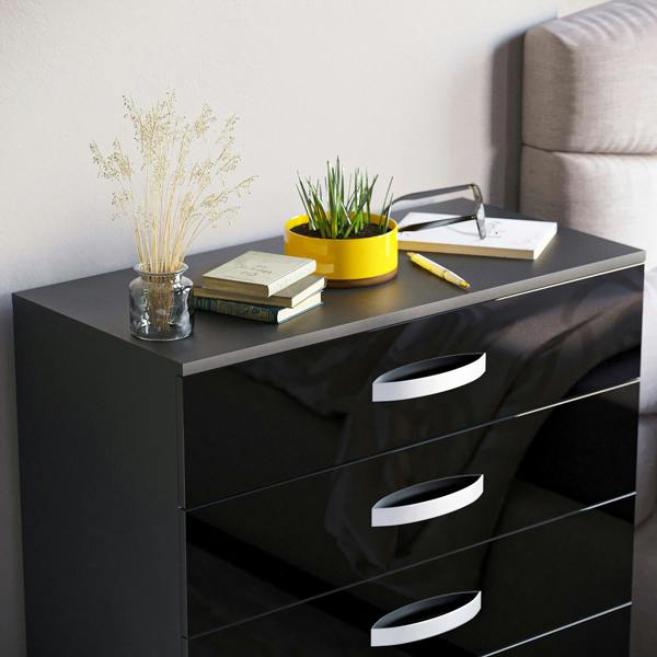Vida Designs Hulio 5 Drawer Chest, Black