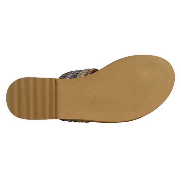 Leather Collection Ladies Leather Collection Metallic Toe Loop Sandals F00273