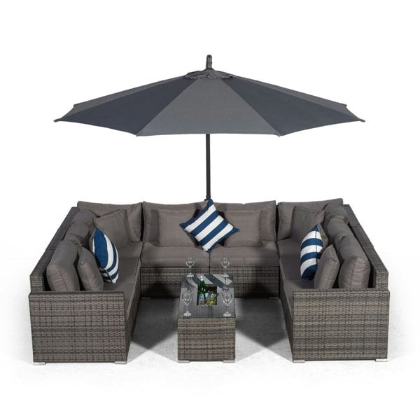 Giardino Havana 8 Seat Rattan Sofa Conversation Set with Large Coffee Table