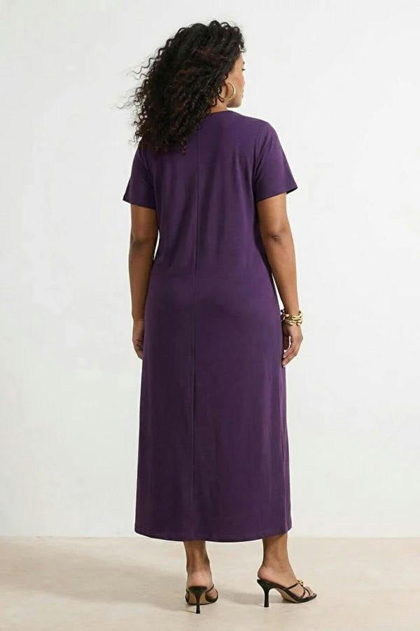 WOVCOR Midi 100% Cotton Knitted T-shirt Dress
