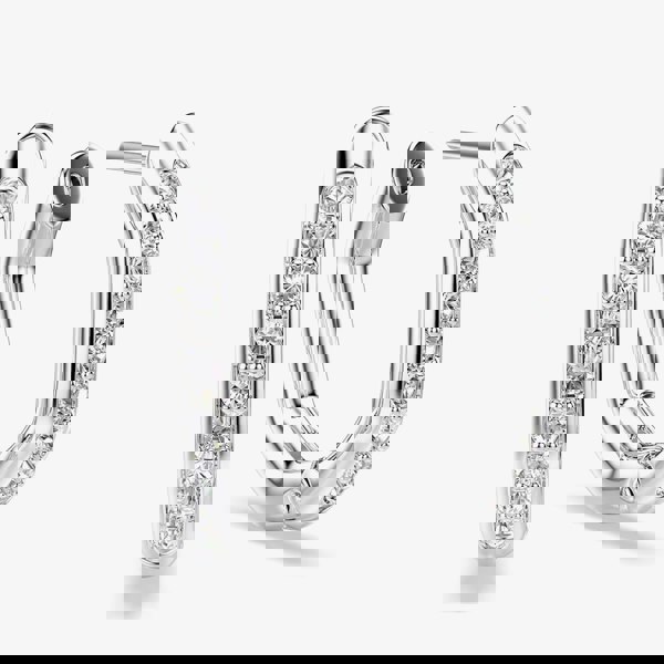 Swarovski Dextera Rhodium Plated White Crystal Octogan Hoop Earrings 5724585