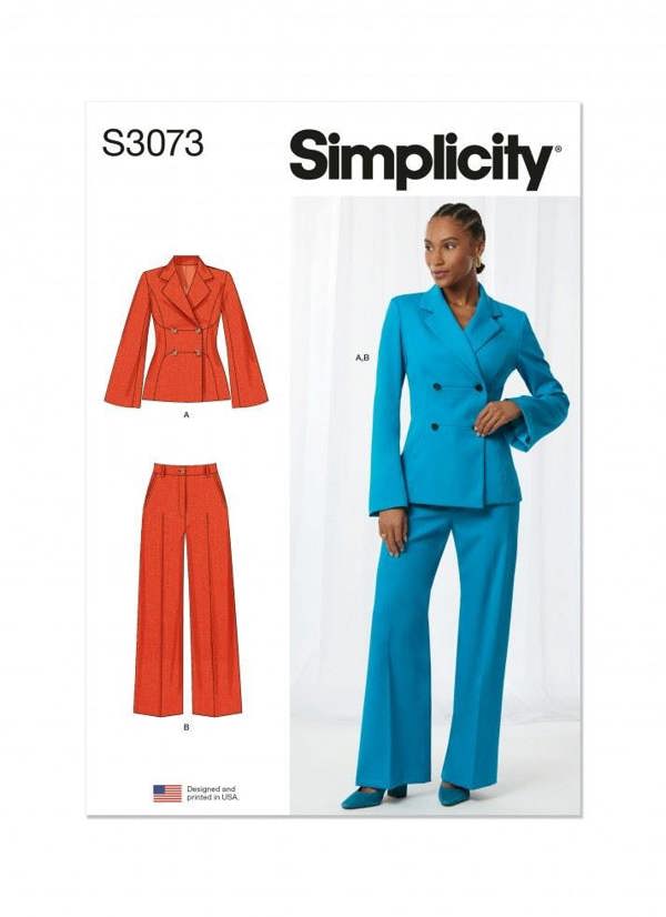 Simplicity Sewing Pattern 3073, Jackets, Trousers, Suits for Women, AA (10-12-14-16-18) - Intermediate
