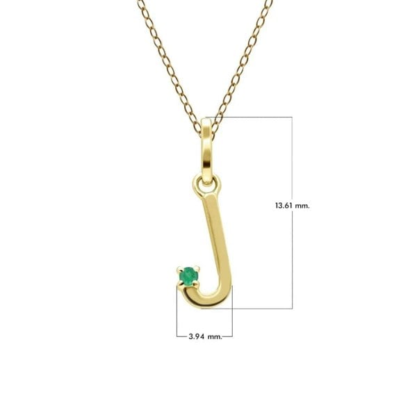 Gemondo Initial Emerald Letter Necklace In 9ct Yellow Gold
