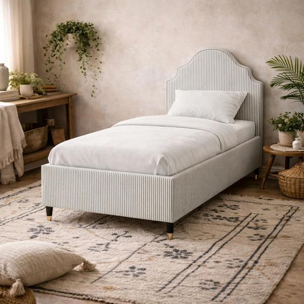 Wyld Haus Monterey 3FT Grey Thin Stripe Single Bed