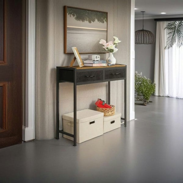 Modcraft Slim Console Table with 2 Non-Woven Drawers