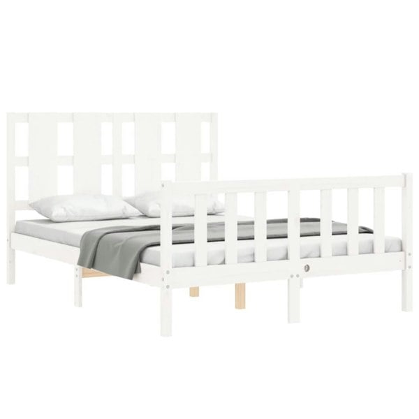 Berkfield Bed Frame with Headboard White 120x200 cm Solid Wood