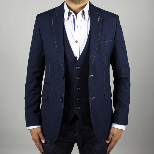 SIGNATURE FITTED JACKET WITH MULTICOLOUR STITCHING – Premium Men's Patterned Shirt by Claudio Lugli | Bold Design, Tailored Fit, Best Printed Shirts