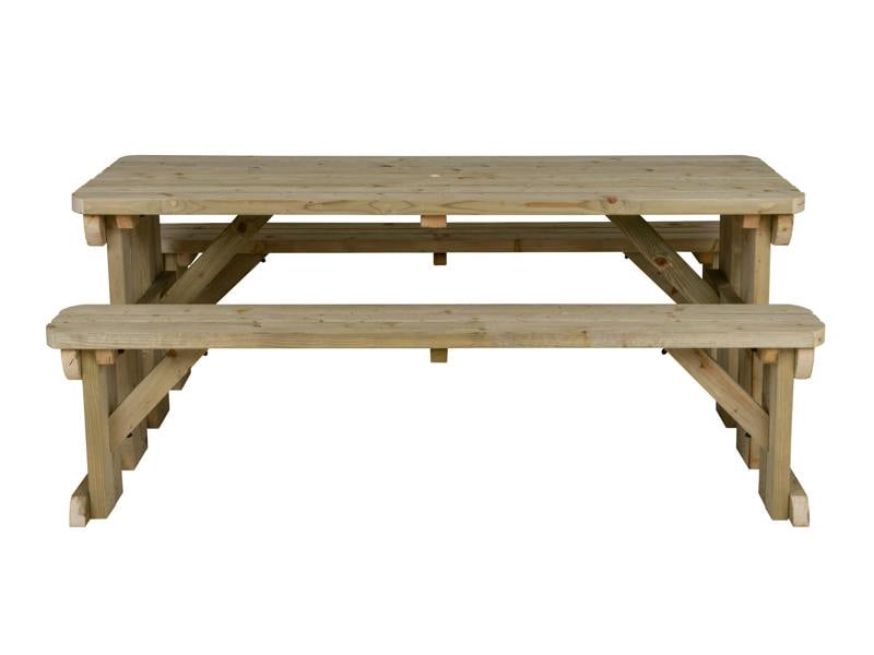 Aspen Rounded Picnic Table and Benches Set - Wooden Outdoor Dining Set for Gardens and Patios