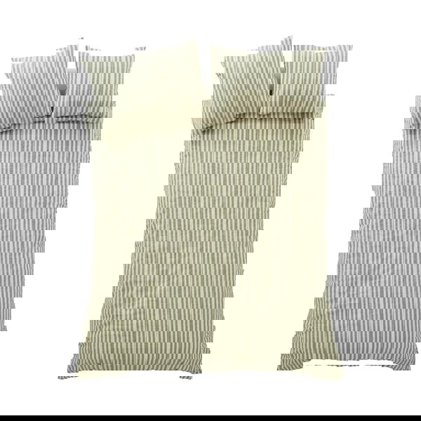 Pineapple Elephant Cotton Rich Woven Stripe Duvet Cover Set Green