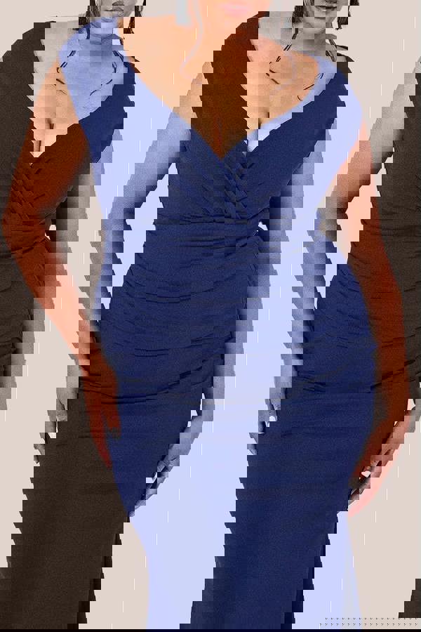 Bardot Pleated Maxi Dress - Navy DR1092PLUS