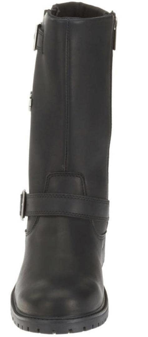 Harley-Davidson Randy Men's Leather Zip Up Biker Ankle Boots, black leather with buckle details and a sturdy sole.