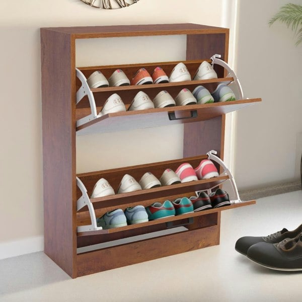 Rafaelo Mobilia 2 Drawer Shoe Storage Cabinet Oak