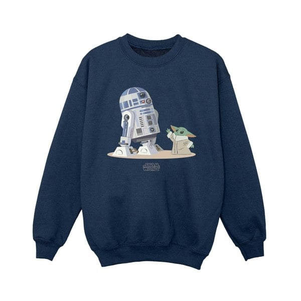 Star Wars Boys The Mandalorian R2D2 And Grogu Sweatshirt - Navy Blue