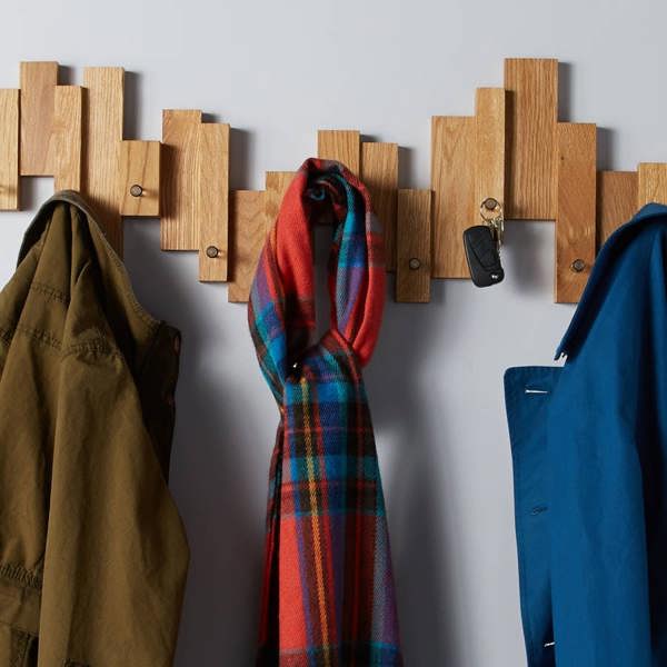 MijMoj Design Solid Oak Blocks Coat Rack - Acrylic Pegs