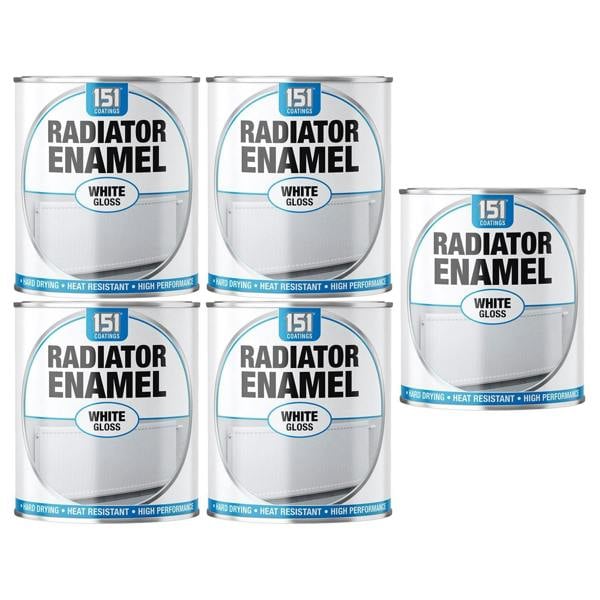 151 5X Radiator Enamel White Gloss Paint 300ml