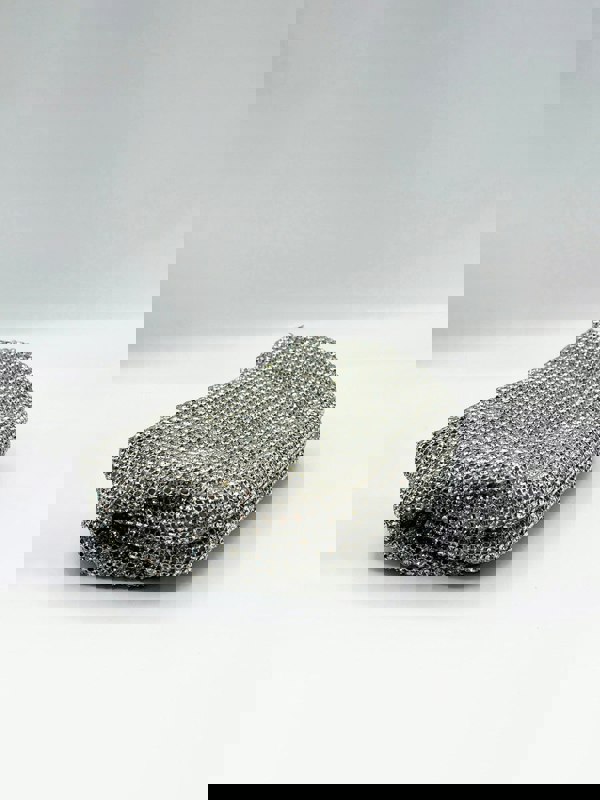 SVNX Crystal Pouch Clutch Bag In Silver