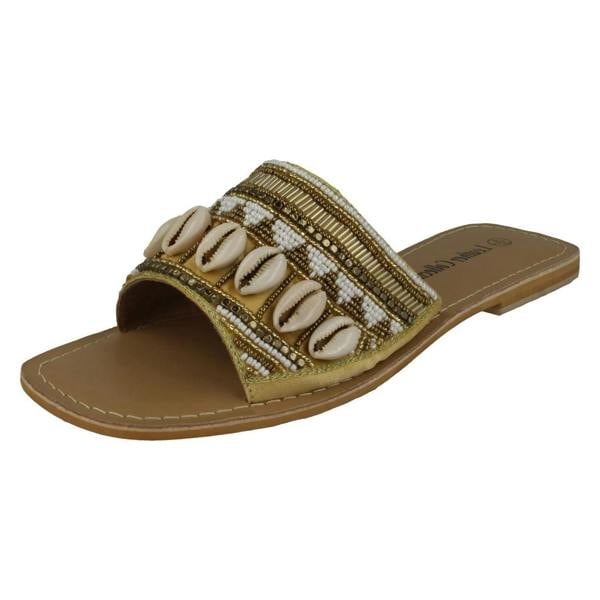 Leather Collection Ladies Leather Collection Beaded Mules F00311
