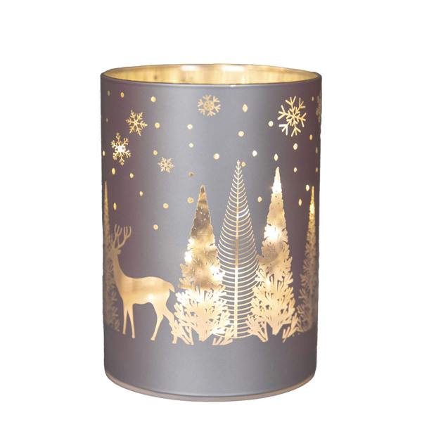 14cm Christmas Decorated Glass Vase LED Lamp with Warm White Lights for Indoor Festive Display image 4
