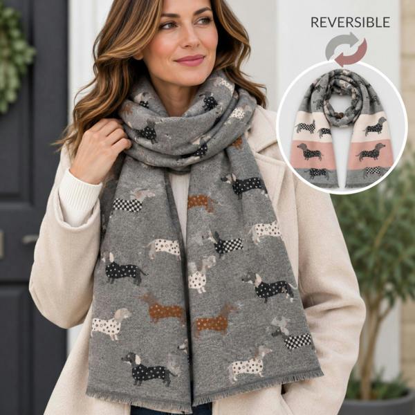 Love EMVY Reversible Dachshund Dog Print Scarf Shawl