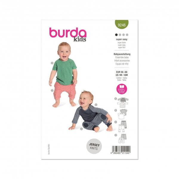 Burda Sewing Pattern 9246 Tops and Trousers For Babies, Ages: 1 Month-18 Months - Beginner, Easy