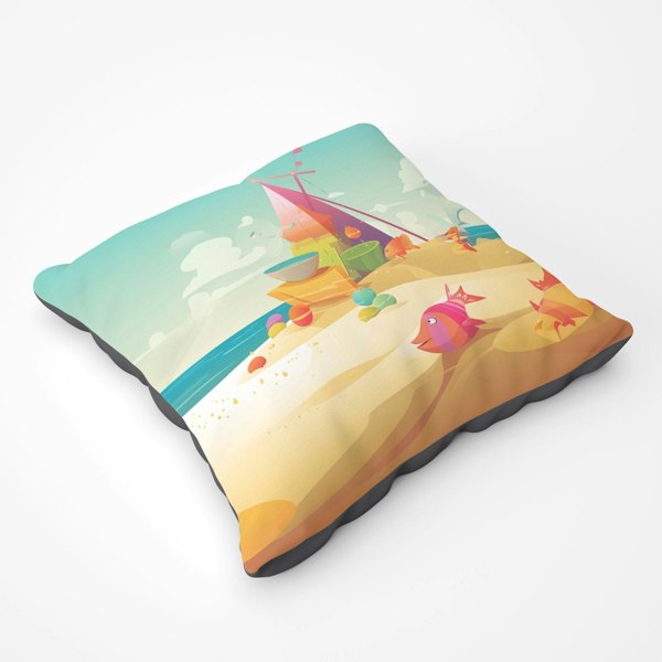 Warren Reed Fish On A Beach Holiday Floor Cushion