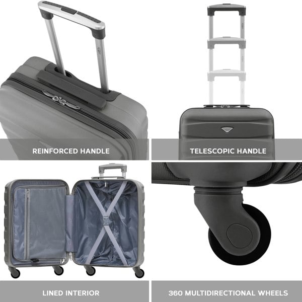 Flight Knight 55x40x23cm Lightweight 4 Wheel Cabin Carry On Suitcase