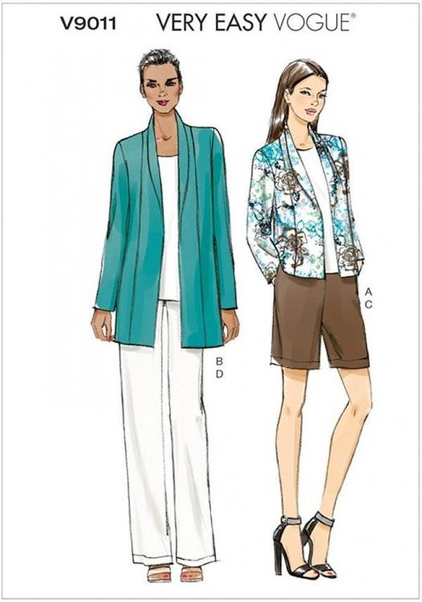 Vogue Sewing Pattern 9011, Jackets, Trousers, Shorts for Women, XS-S-M - Easy
