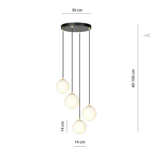 Emibig ROYAL Pendant lamp 4 x E14  Black, gold with White Shade